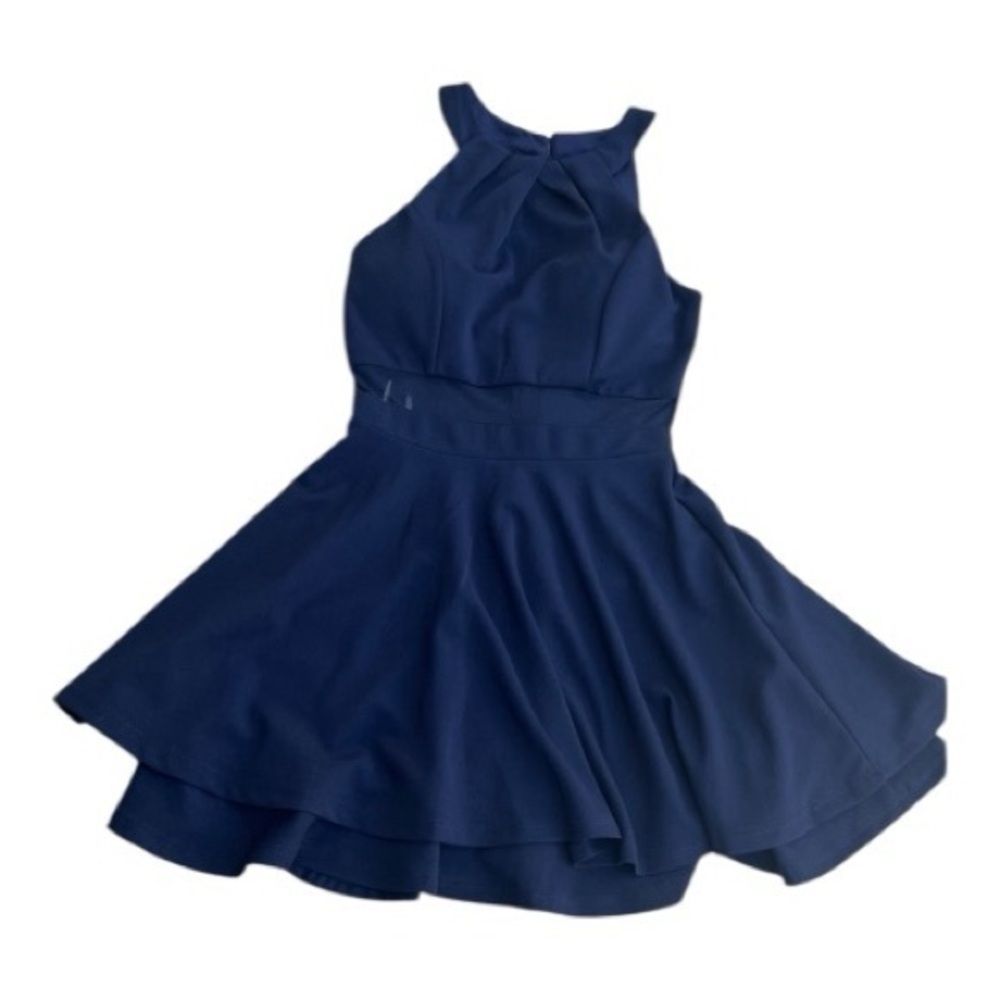 Emerald Sundae Navy Lacy Fancy Formal Backless Prom Dress